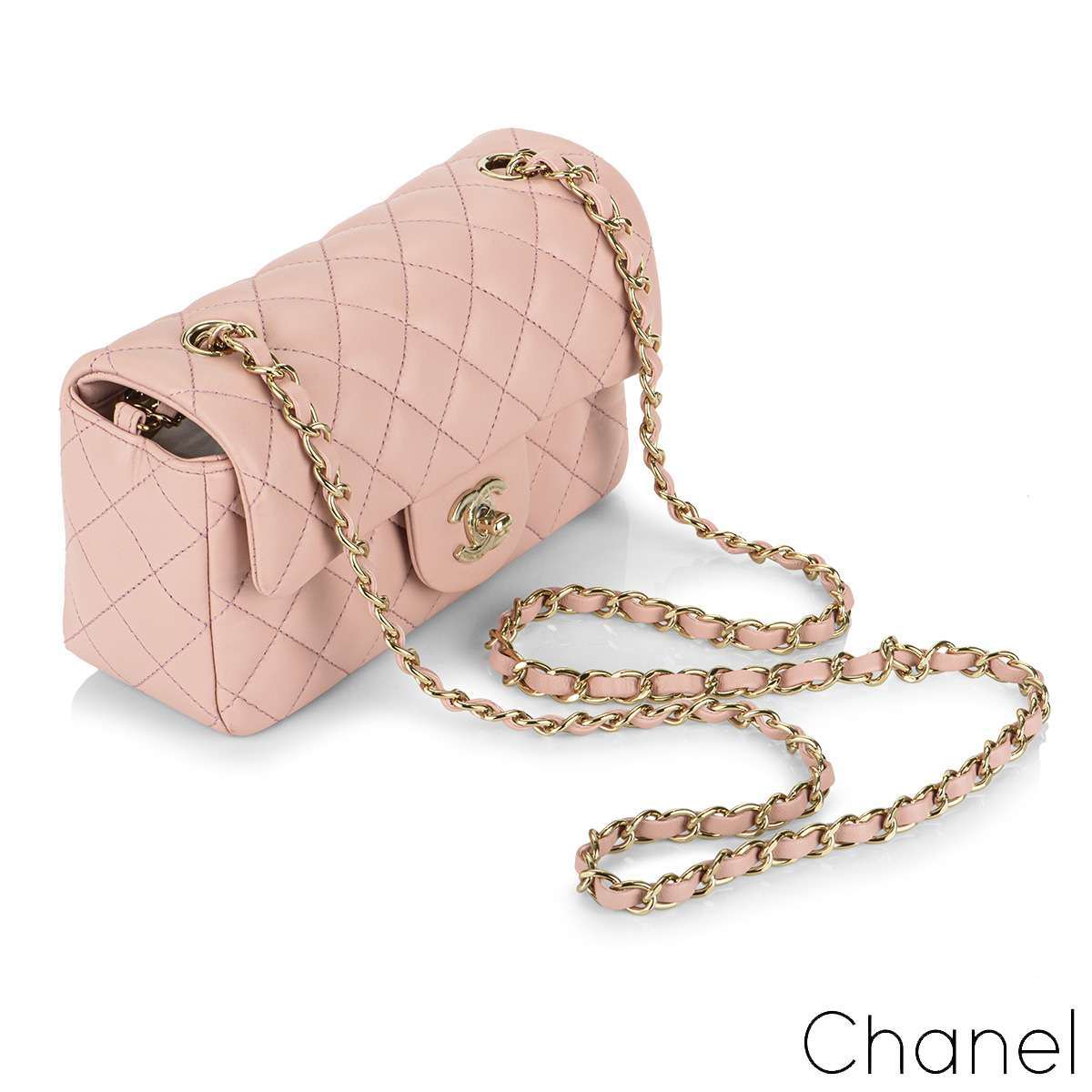 Chanel Lambskin Classic Mini Flap With Gold Chain Shoulder Bag